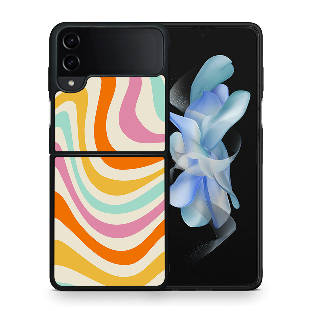 Θήκη Samsung Galaxy Z Flip4 Colourful Waves από τη Smartfits με σχέδιο στο πίσω μέρος και μαύρο περίβλημα | Samsung Galaxy Z Flip4 Colourful Waves case with colorful back and black bezels
