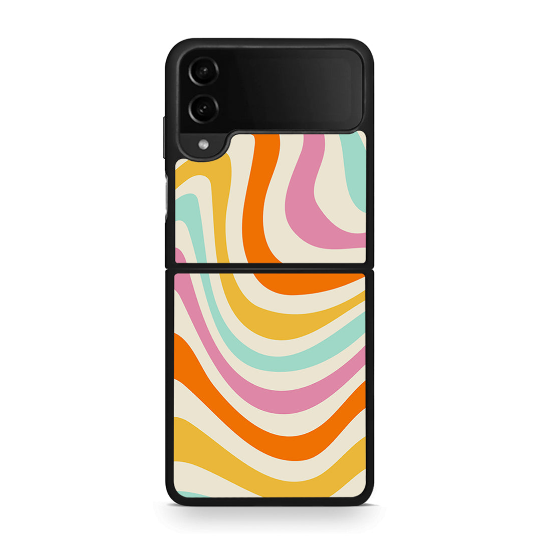 Samsung Galaxy Z Flip4 Colourful Waves θήκη από τη Smartfits με σχέδιο στο πίσω μέρος και μαύρο περίβλημα | Smartphone case with colorful back and black bezels by Smartfits