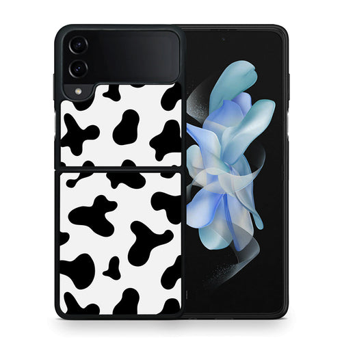 Θήκη Samsung Galaxy Z Flip4 Cow Print από τη Smartfits με σχέδιο στο πίσω μέρος και μαύρο περίβλημα | Samsung Galaxy Z Flip4 Cow Print case with colorful back and black bezels