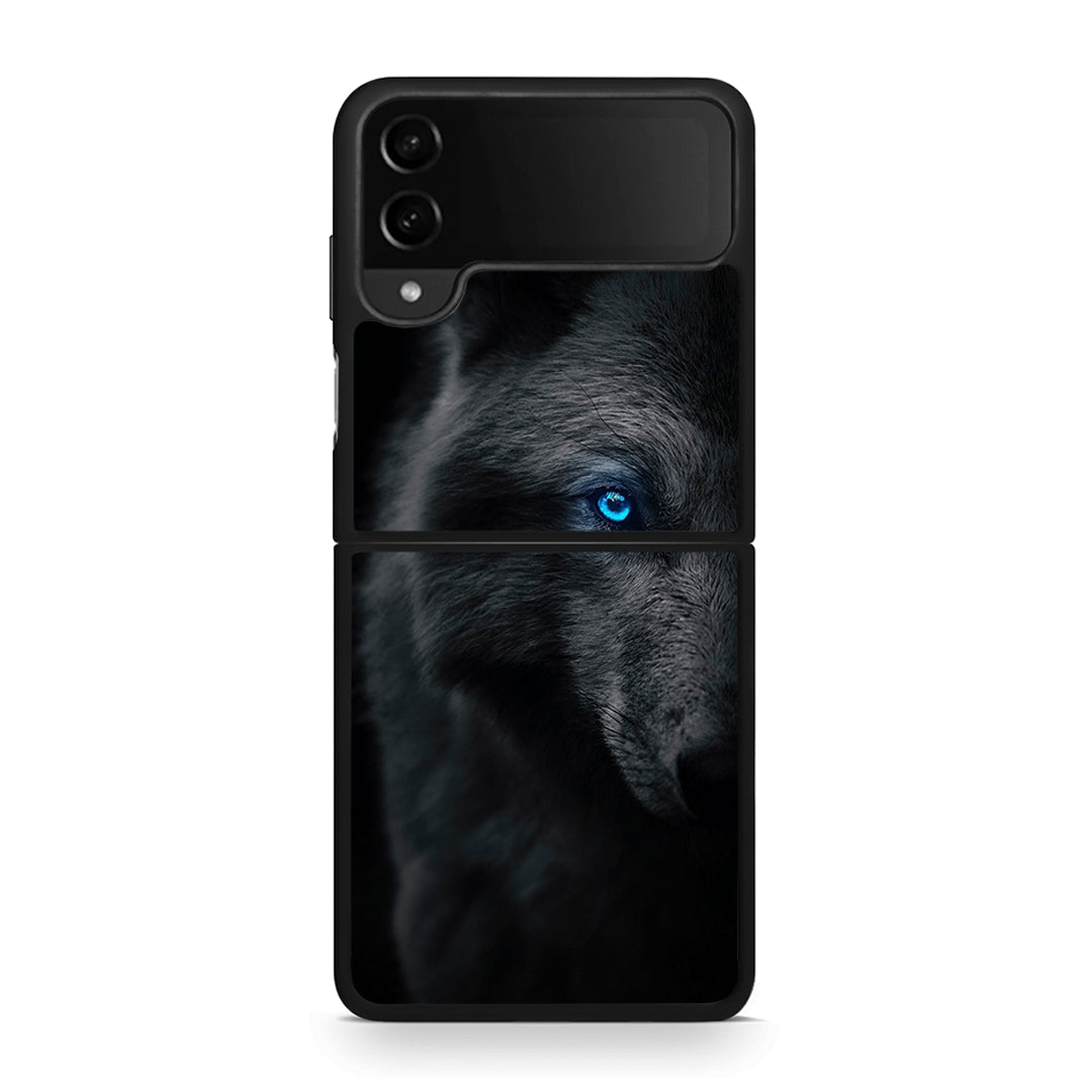 Samsung Galaxy Z Flip4 Dark Wolf θήκη από τη Smartfits με σχέδιο στο πίσω μέρος και μαύρο περίβλημα | Smartphone case with colorful back and black bezels by Smartfits