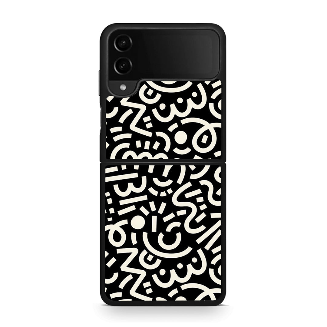 Samsung Galaxy Z Flip4 Doodle Art Θήκη από τη Smartfits με σχέδιο στο πίσω μέρος και μαύρο περίβλημα | Smartphone case with colorful back and black bezels by Smartfits