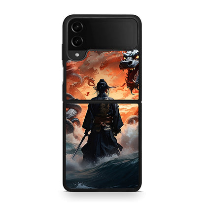 Samsung Galaxy Z Flip4 Dragons Fight θήκη από τη Smartfits με σχέδιο στο πίσω μέρος και μαύρο περίβλημα | Smartphone case with colorful back and black bezels by Smartfits