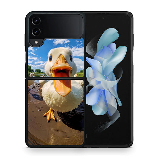 Θήκη Samsung Galaxy Z Flip4 Duck Face από τη Smartfits με σχέδιο στο πίσω μέρος και μαύρο περίβλημα | Samsung Galaxy Z Flip4 Duck Face case with colorful back and black bezels