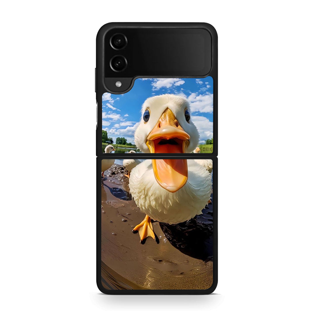 Samsung Galaxy Z Flip4 Duck Face θήκη από τη Smartfits με σχέδιο στο πίσω μέρος και μαύρο περίβλημα | Smartphone case with colorful back and black bezels by Smartfits