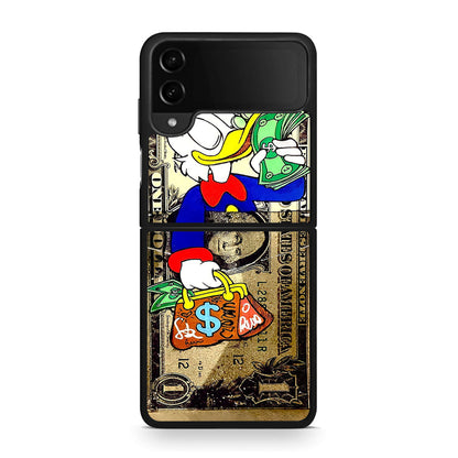 Samsung Galaxy Z Flip4 Duck Money Θήκη από τη Smartfits με σχέδιο στο πίσω μέρος και μαύρο περίβλημα | Smartphone case with colorful back and black bezels by Smartfits