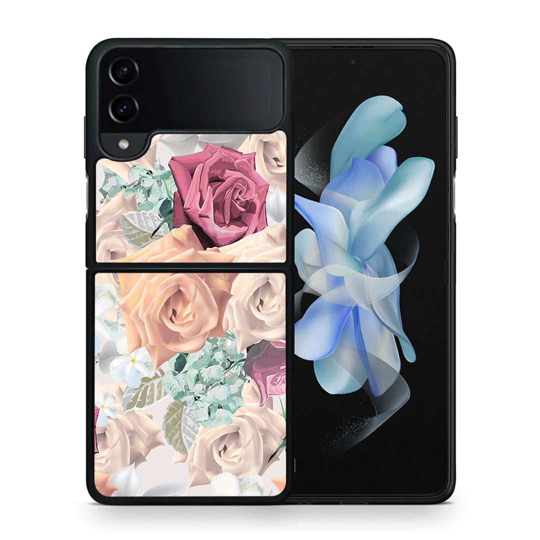 Θήκη Samsung Galaxy Z Flip4 Bouquet Floral από τη Smartfits με σχέδιο στο πίσω μέρος και μαύρο περίβλημα | Samsung Galaxy Z Flip4 Bouquet Floral case with colorful back and black bezels