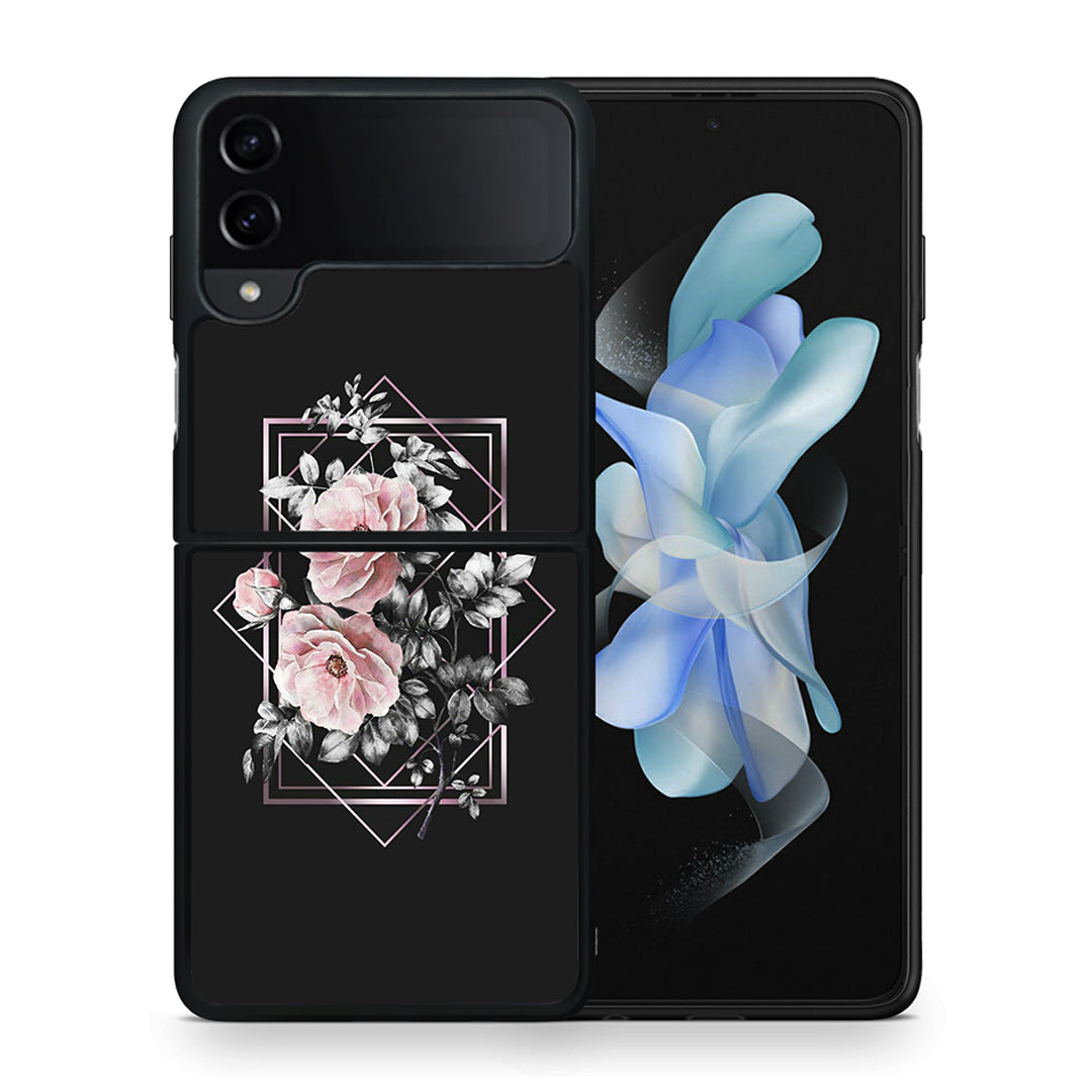 Θήκη Samsung Galaxy Z Flip4 Frame Flower από τη Smartfits με σχέδιο στο πίσω μέρος και μαύρο περίβλημα | Samsung Galaxy Z Flip4 Frame Flower case with colorful back and black bezels