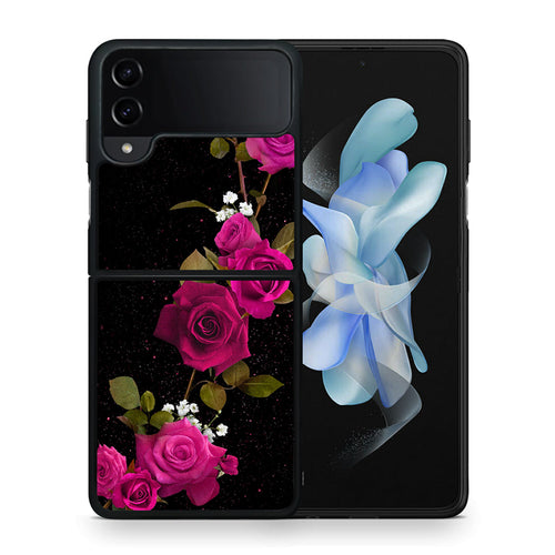 Θήκη Samsung Galaxy Z Flip4 Red Roses Flower από τη Smartfits με σχέδιο στο πίσω μέρος και μαύρο περίβλημα | Samsung Galaxy Z Flip4 Red Roses Flower case with colorful back and black bezels