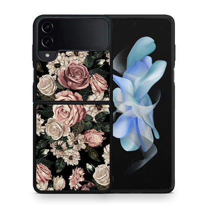 Θήκη Samsung Galaxy Z Flip4 Wild Roses Flower από τη Smartfits με σχέδιο στο πίσω μέρος και μαύρο περίβλημα | Samsung Galaxy Z Flip4 Wild Roses Flower case with colorful back and black bezels