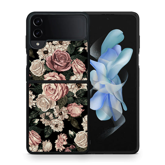 Θήκη Samsung Galaxy Z Flip4 Wild Roses Flower από τη Smartfits με σχέδιο στο πίσω μέρος και μαύρο περίβλημα | Samsung Galaxy Z Flip4 Wild Roses Flower case with colorful back and black bezels