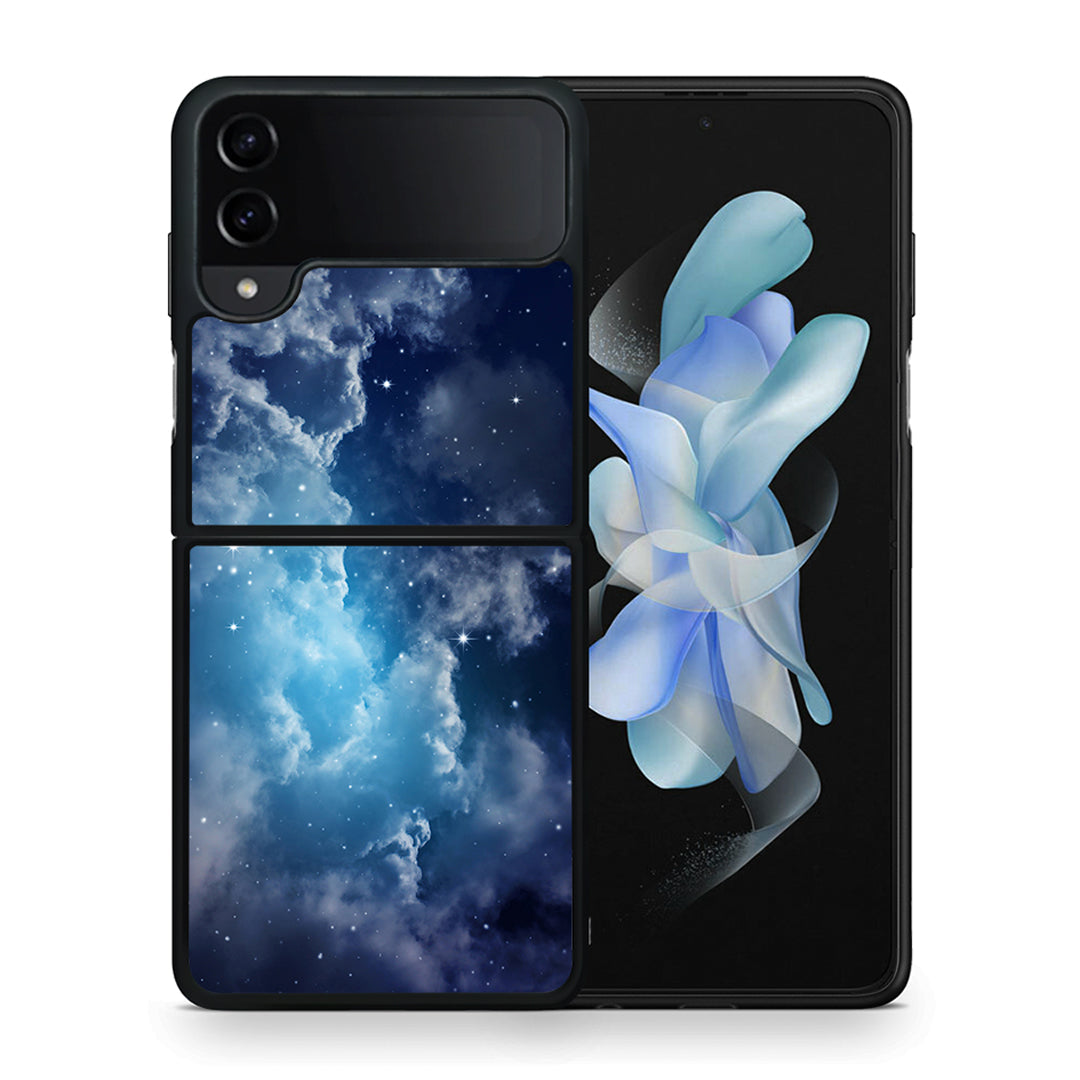 Θήκη Samsung Galaxy Z Flip4 Blue Sky Galaxy από τη Smartfits με σχέδιο στο πίσω μέρος και μαύρο περίβλημα | Samsung Galaxy Z Flip4 Blue Sky Galaxy case with colorful back and black bezels
