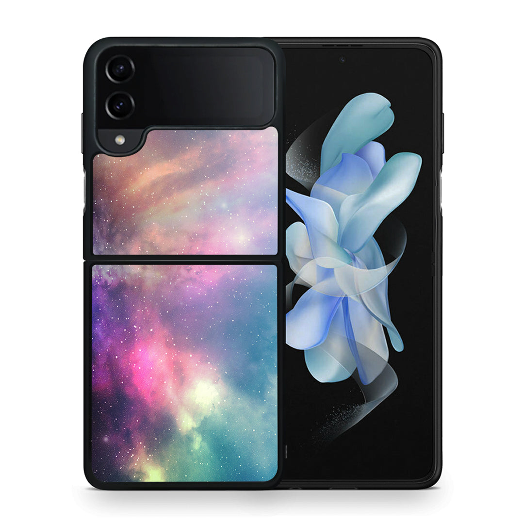 Θήκη Samsung Galaxy Z Flip4 Rainbow Galaxy από τη Smartfits με σχέδιο στο πίσω μέρος και μαύρο περίβλημα | Samsung Galaxy Z Flip4 Rainbow Galaxy case with colorful back and black bezels