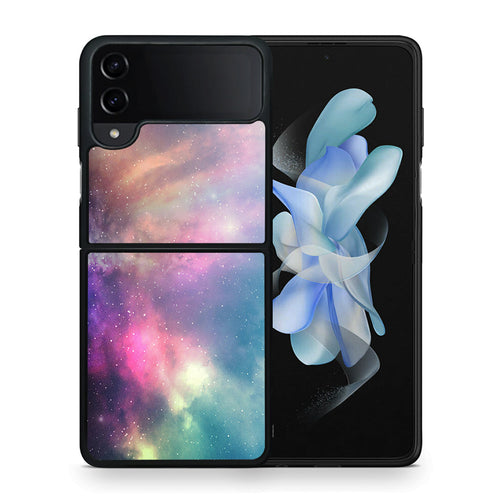 Θήκη Samsung Galaxy Z Flip4 Rainbow Galaxy από τη Smartfits με σχέδιο στο πίσω μέρος και μαύρο περίβλημα | Samsung Galaxy Z Flip4 Rainbow Galaxy case with colorful back and black bezels