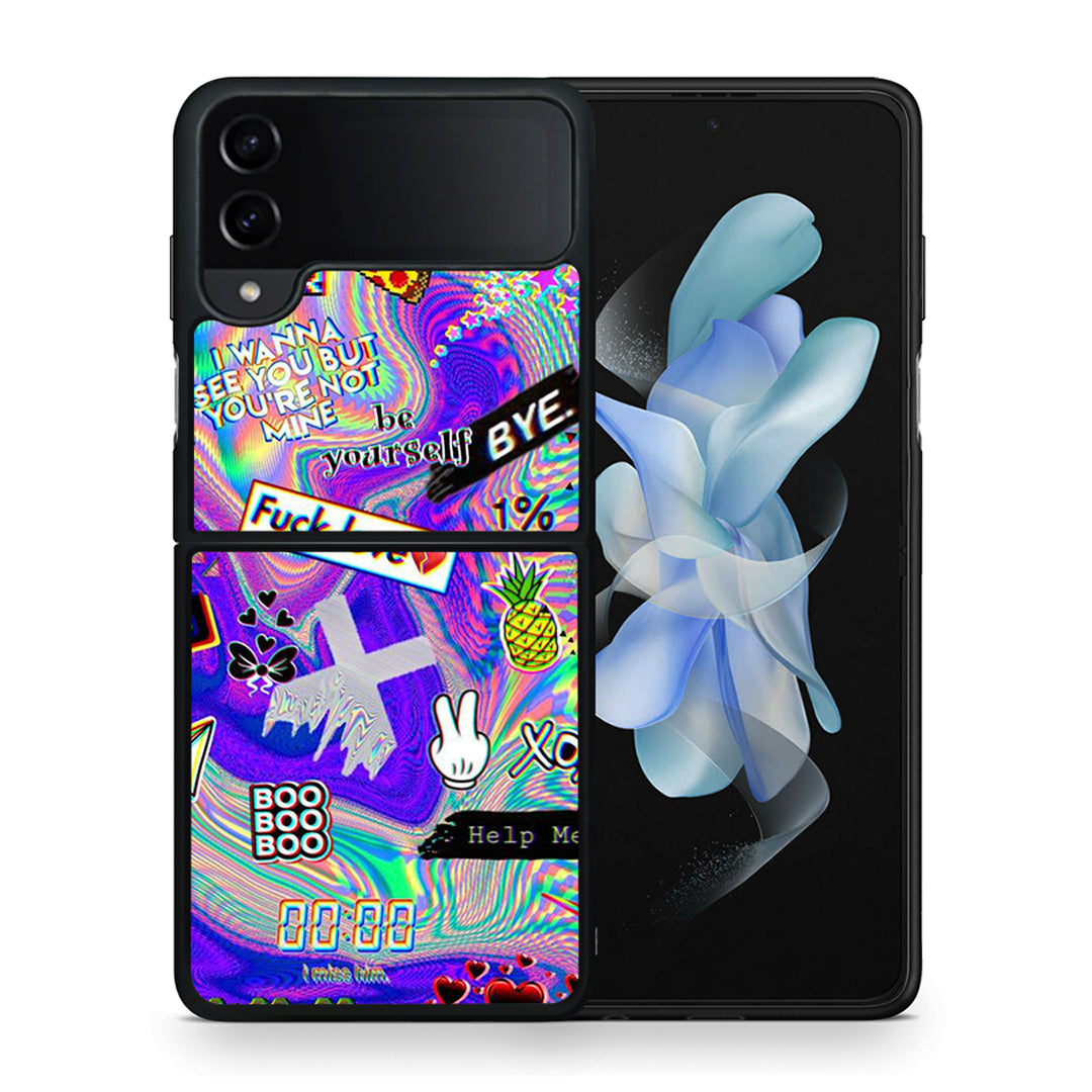 Θήκη Samsung Galaxy Z Flip4 Game Over από τη Smartfits με σχέδιο στο πίσω μέρος και μαύρο περίβλημα | Samsung Galaxy Z Flip4 Game Over case with colorful back and black bezels