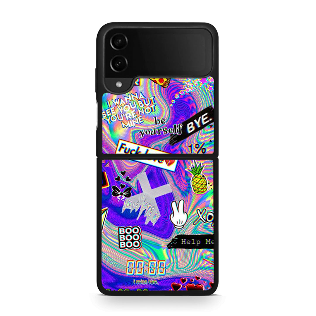 Samsung Galaxy Z Flip4 Game Over θήκη από τη Smartfits με σχέδιο στο πίσω μέρος και μαύρο περίβλημα | Smartphone case with colorful back and black bezels by Smartfits