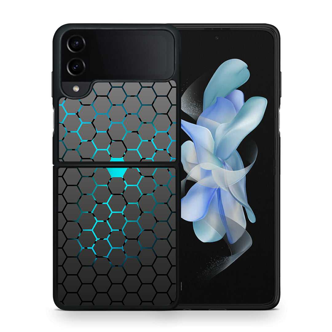 Θήκη Samsung Galaxy Z Flip4 Hexagonal Geometric από τη Smartfits με σχέδιο στο πίσω μέρος και μαύρο περίβλημα | Samsung Galaxy Z Flip4 Hexagonal Geometric case with colorful back and black bezels