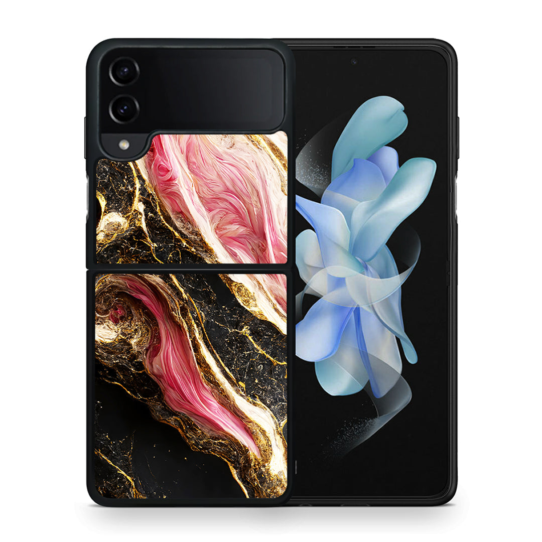 Θήκη Samsung Galaxy Z Flip4 Glamorous Pink Marble από τη Smartfits με σχέδιο στο πίσω μέρος και μαύρο περίβλημα | Samsung Galaxy Z Flip4 Glamorous Pink Marble case with colorful back and black bezels