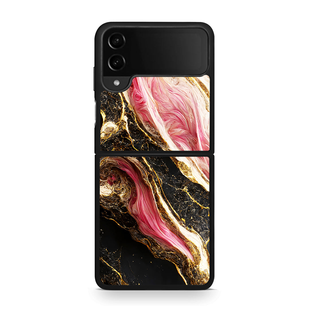 Samsung Galaxy Z Flip4 Glamorous Pink Marble θήκη από τη Smartfits με σχέδιο στο πίσω μέρος και μαύρο περίβλημα | Smartphone case with colorful back and black bezels by Smartfits
