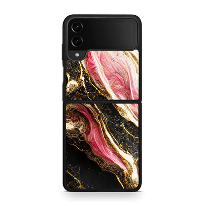 Samsung Galaxy Z Flip4 Glamorous Pink Marble θήκη από τη Smartfits με σχέδιο στο πίσω μέρος και μαύρο περίβλημα | Smartphone case with colorful back and black bezels by Smartfits