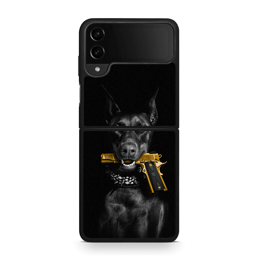 Samsung Galaxy Z Flip4 Golden Gun Θήκη Αγίου Βαλεντίνου από τη Smartfits με σχέδιο στο πίσω μέρος και μαύρο περίβλημα | Smartphone case with colorful back and black bezels by Smartfits