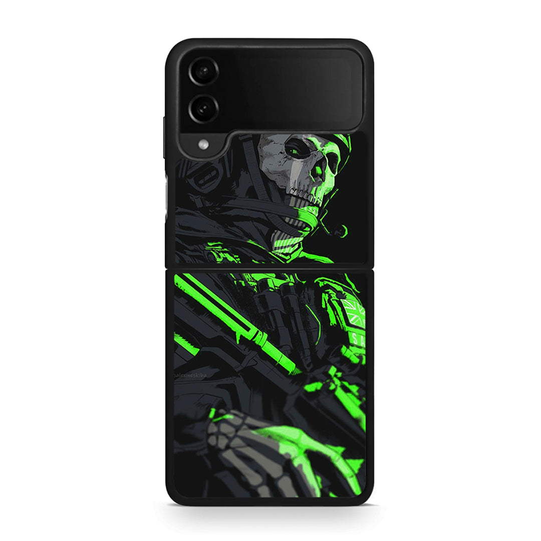 Samsung Galaxy Z Flip4 Green Soldier Θήκη Αγίου Βαλεντίνου από τη Smartfits με σχέδιο στο πίσω μέρος και μαύρο περίβλημα | Smartphone case with colorful back and black bezels by Smartfits