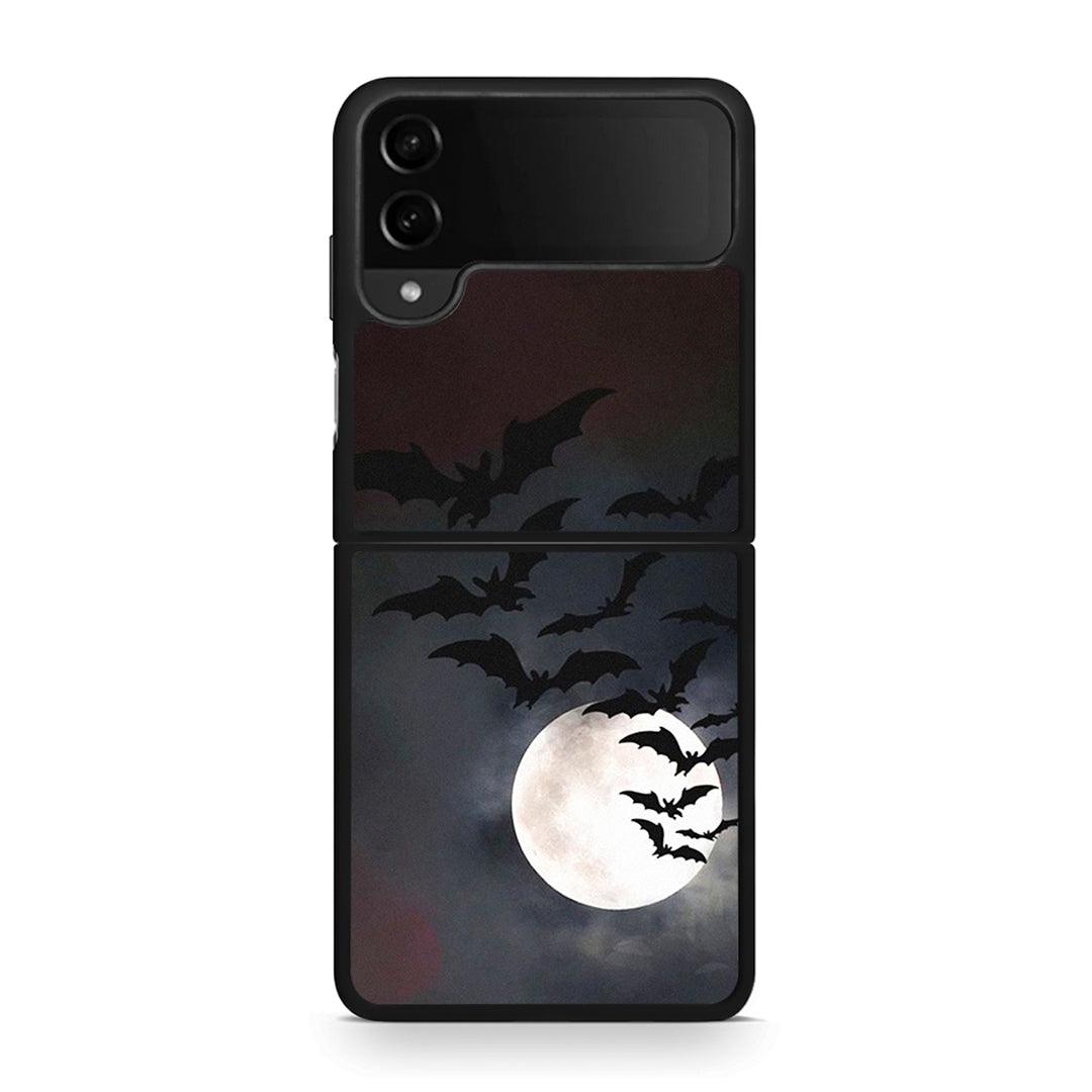 Samsung Galaxy Z Flip4 Halloween Bat Night Θήκη από τη Smartfits με σχέδιο στο πίσω μέρος και μαύρο περίβλημα | Smartphone case with colorful back and black bezels by Smartfits