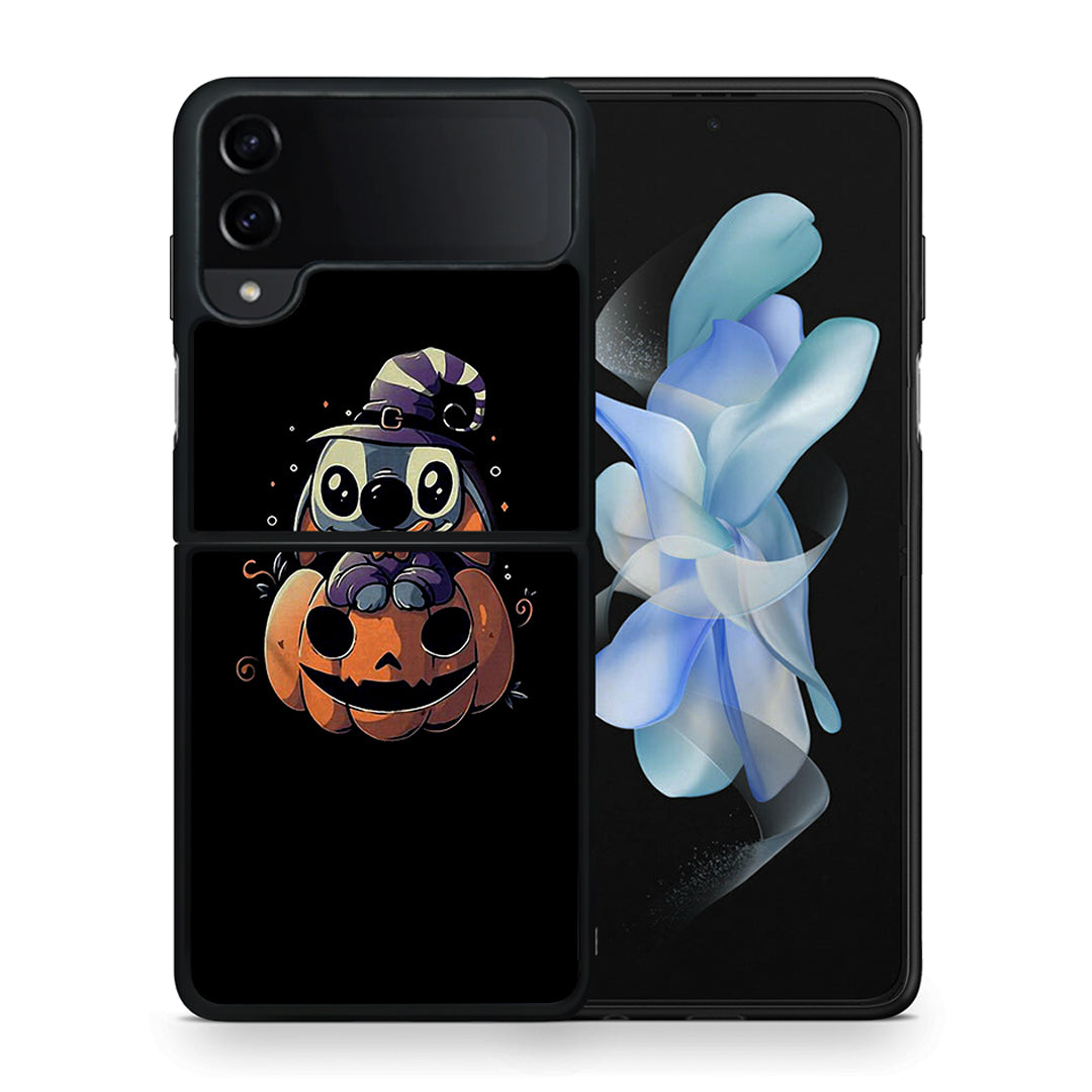 Θήκη Samsung Galaxy Z Flip4 Halloween Stitch από τη Smartfits με σχέδιο στο πίσω μέρος και μαύρο περίβλημα | Samsung Galaxy Z Flip4 Halloween Stitch case with colorful back and black bezels
