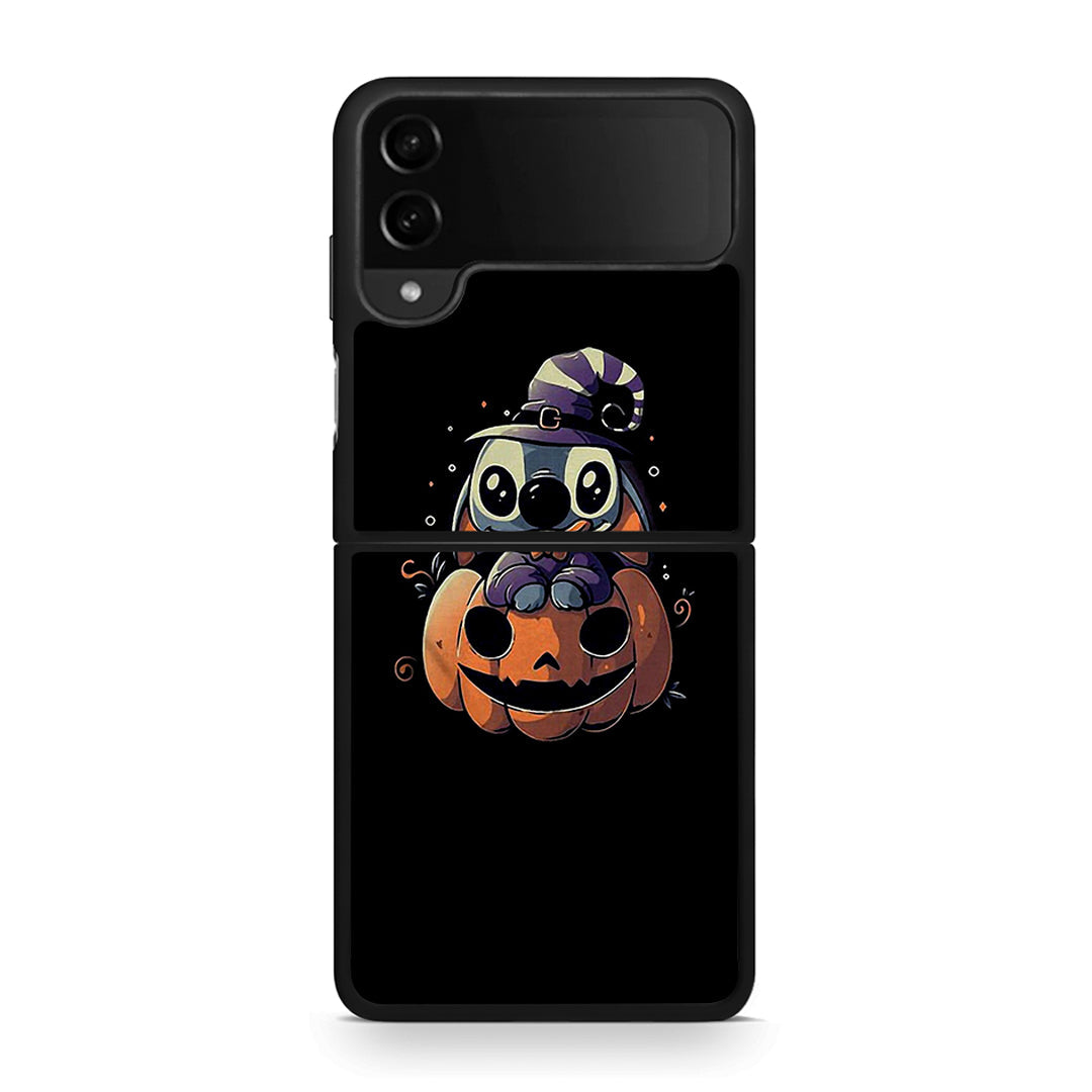 Samsung Galaxy Z Flip4 Halloween Stitch θήκη από τη Smartfits με σχέδιο στο πίσω μέρος και μαύρο περίβλημα | Smartphone case with colorful back and black bezels by Smartfits