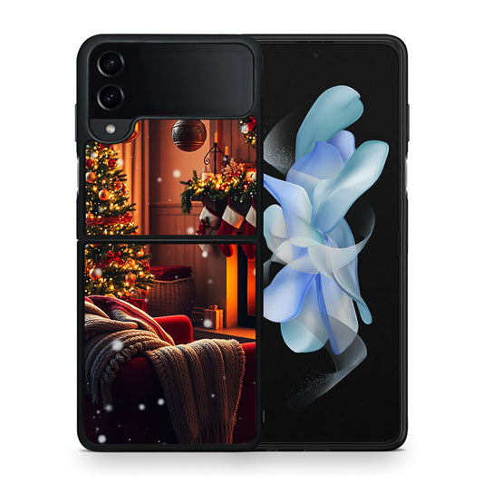 Θήκη Samsung Galaxy Z Flip4 Home For Christmas από τη Smartfits με σχέδιο στο πίσω μέρος και μαύρο περίβλημα | Samsung Galaxy Z Flip4 Home For Christmas case with colorful back and black bezels