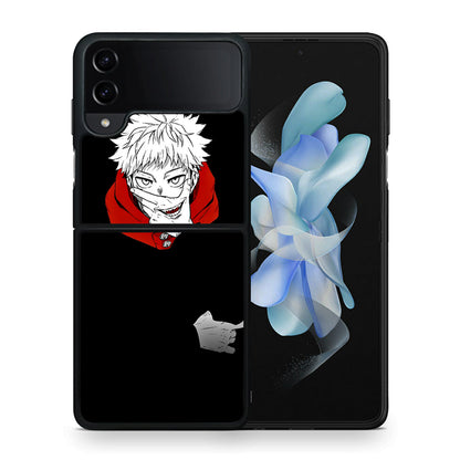 Θήκη Samsung Galaxy Z Flip4 Itadori Anime από τη Smartfits με σχέδιο στο πίσω μέρος και μαύρο περίβλημα | Samsung Galaxy Z Flip4 Itadori Anime case with colorful back and black bezels