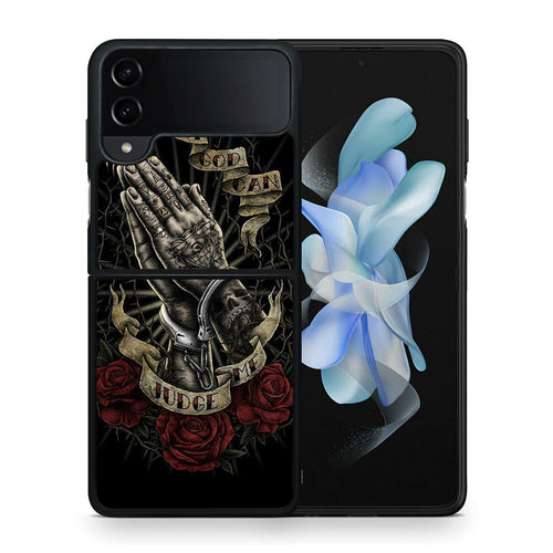 Θήκη Samsung Galaxy Z Flip4 Judge By God από τη Smartfits με σχέδιο στο πίσω μέρος και μαύρο περίβλημα | Samsung Galaxy Z Flip4 Judge By God case with colorful back and black bezels