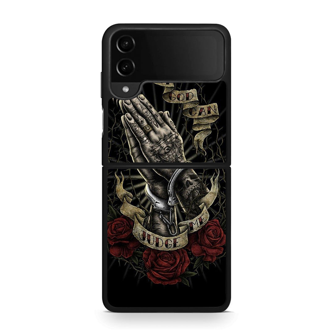 Samsung Galaxy Z Flip4 Judge By God θήκη από τη Smartfits με σχέδιο στο πίσω μέρος και μαύρο περίβλημα | Smartphone case with colorful back and black bezels by Smartfits