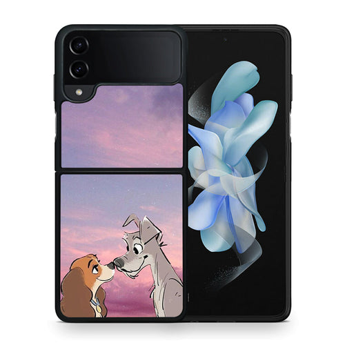 Θήκη Samsung Galaxy Z Flip4 Lady And Tramp από τη Smartfits με σχέδιο στο πίσω μέρος και μαύρο περίβλημα | Samsung Galaxy Z Flip4 Lady And Tramp case with colorful back and black bezels