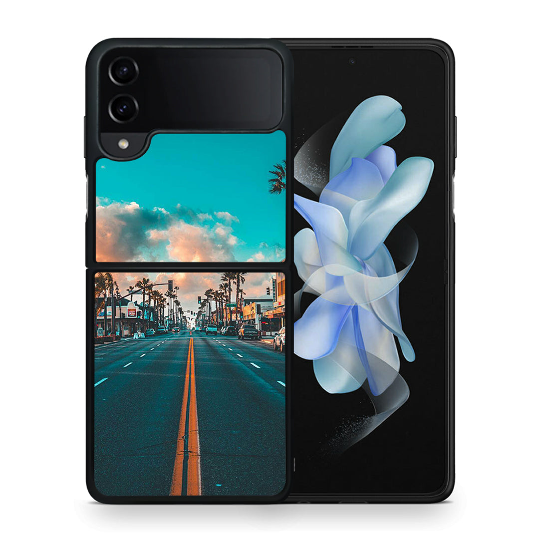 Θήκη Samsung Galaxy Z Flip4 City Landscape από τη Smartfits με σχέδιο στο πίσω μέρος και μαύρο περίβλημα | Samsung Galaxy Z Flip4 City Landscape case with colorful back and black bezels