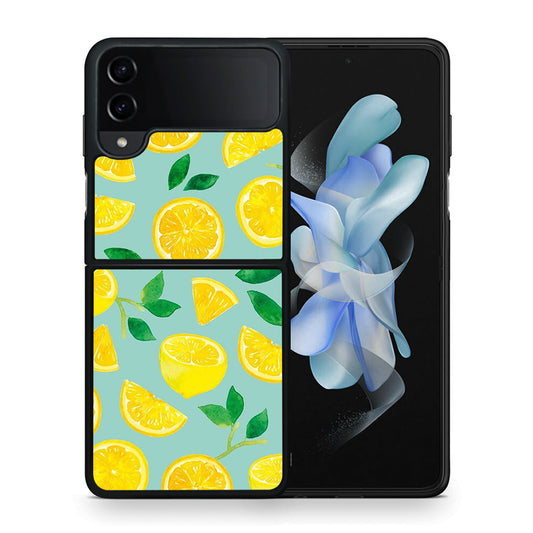 Θήκη Samsung Galaxy Z Flip4 Lemons από τη Smartfits με σχέδιο στο πίσω μέρος και μαύρο περίβλημα | Samsung Galaxy Z Flip4 Lemons case with colorful back and black bezels