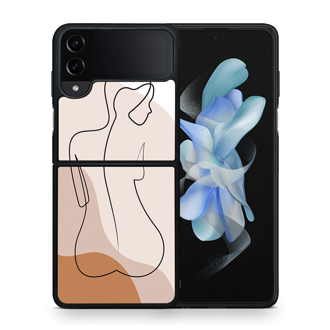 Θήκη Samsung Galaxy Z Flip4 LineArt Woman από τη Smartfits με σχέδιο στο πίσω μέρος και μαύρο περίβλημα | Samsung Galaxy Z Flip4 LineArt Woman case with colorful back and black bezels