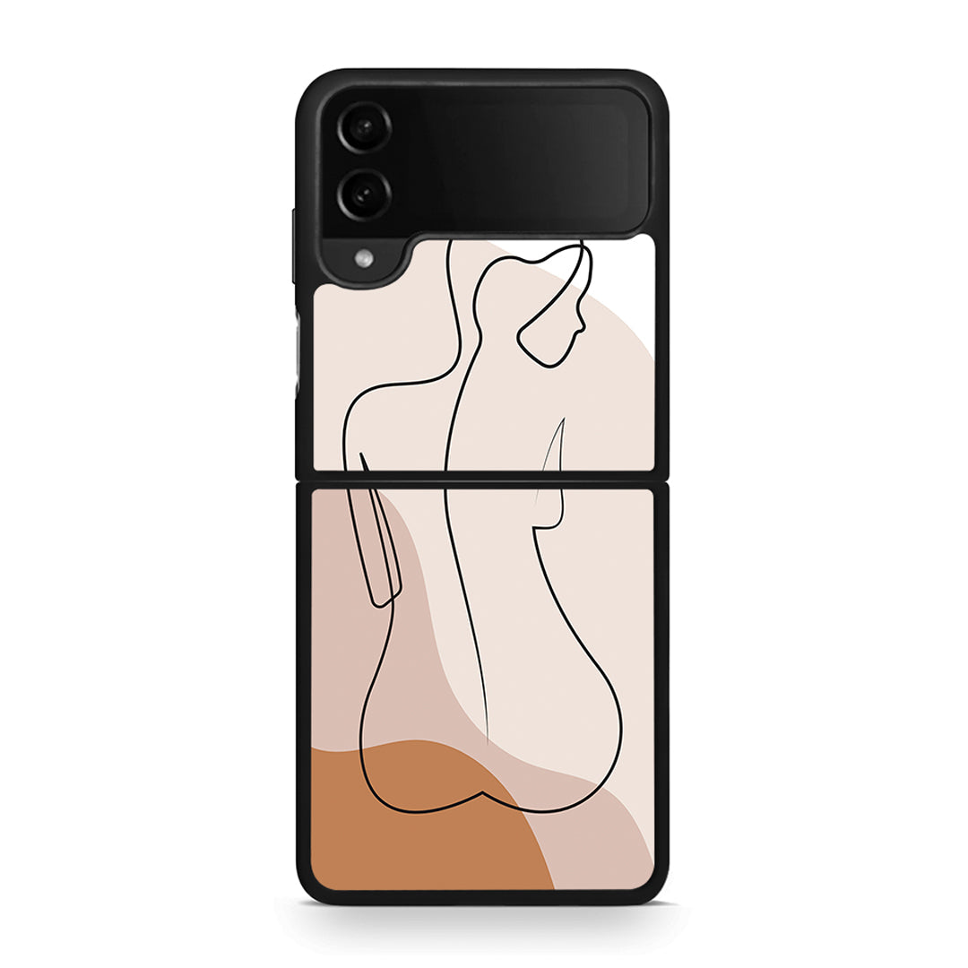 Samsung Galaxy Z Flip4 LineArt Woman θήκη από τη Smartfits με σχέδιο στο πίσω μέρος και μαύρο περίβλημα | Smartphone case with colorful back and black bezels by Smartfits