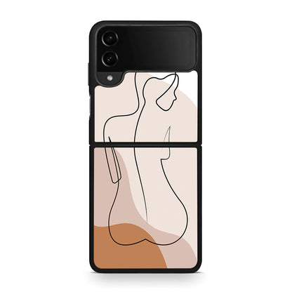 Samsung Galaxy Z Flip4 LineArt Woman θήκη από τη Smartfits με σχέδιο στο πίσω μέρος και μαύρο περίβλημα | Smartphone case with colorful back and black bezels by Smartfits