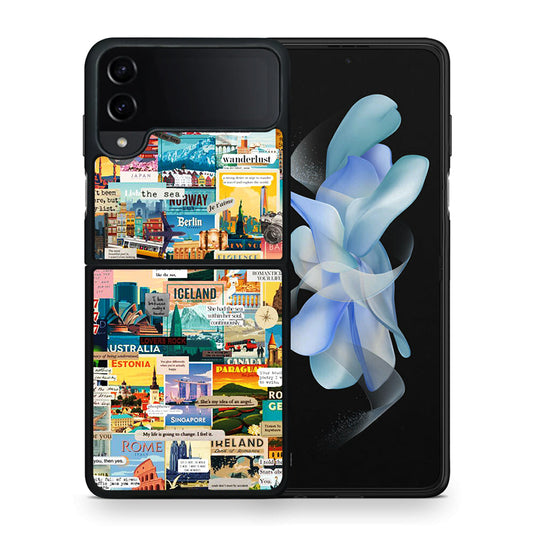 Θήκη Samsung Galaxy Z Flip4 Live To Travel από τη Smartfits με σχέδιο στο πίσω μέρος και μαύρο περίβλημα | Samsung Galaxy Z Flip4 Live To Travel case with colorful back and black bezels