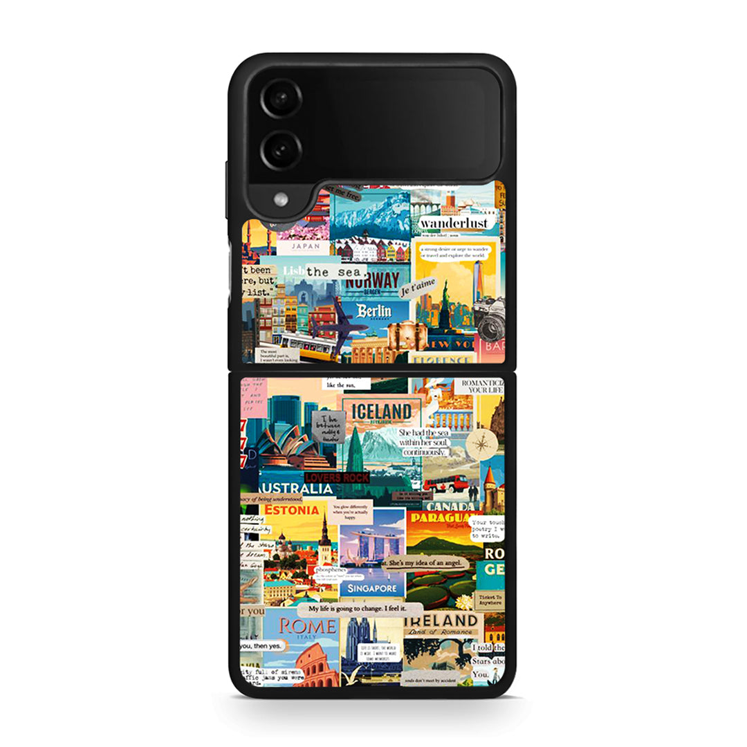 Samsung Galaxy Z Flip4 Live To Travel θήκη από τη Smartfits με σχέδιο στο πίσω μέρος και μαύρο περίβλημα | Smartphone case with colorful back and black bezels by Smartfits