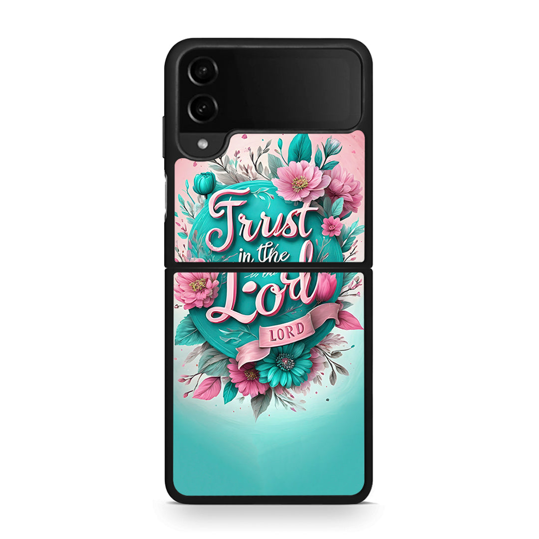 Samsung Galaxy Z Flip4 Lord Trust θήκη από τη Smartfits με σχέδιο στο πίσω μέρος και μαύρο περίβλημα | Smartphone case with colorful back and black bezels by Smartfits