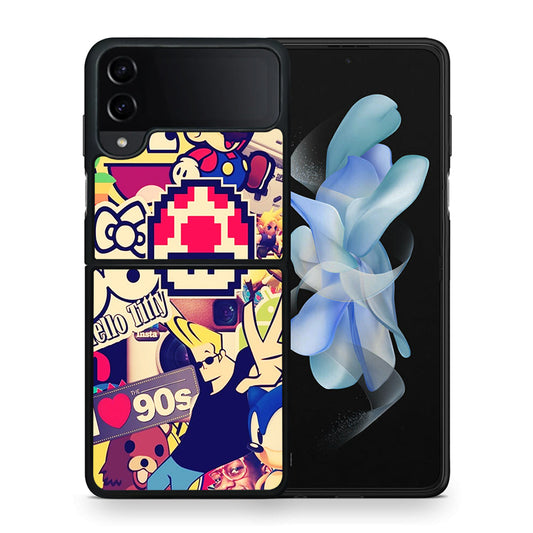 Θήκη Samsung Galaxy Z Flip4 Love The 90s από τη Smartfits με σχέδιο στο πίσω μέρος και μαύρο περίβλημα | Samsung Galaxy Z Flip4 Love The 90s case with colorful back and black bezels
