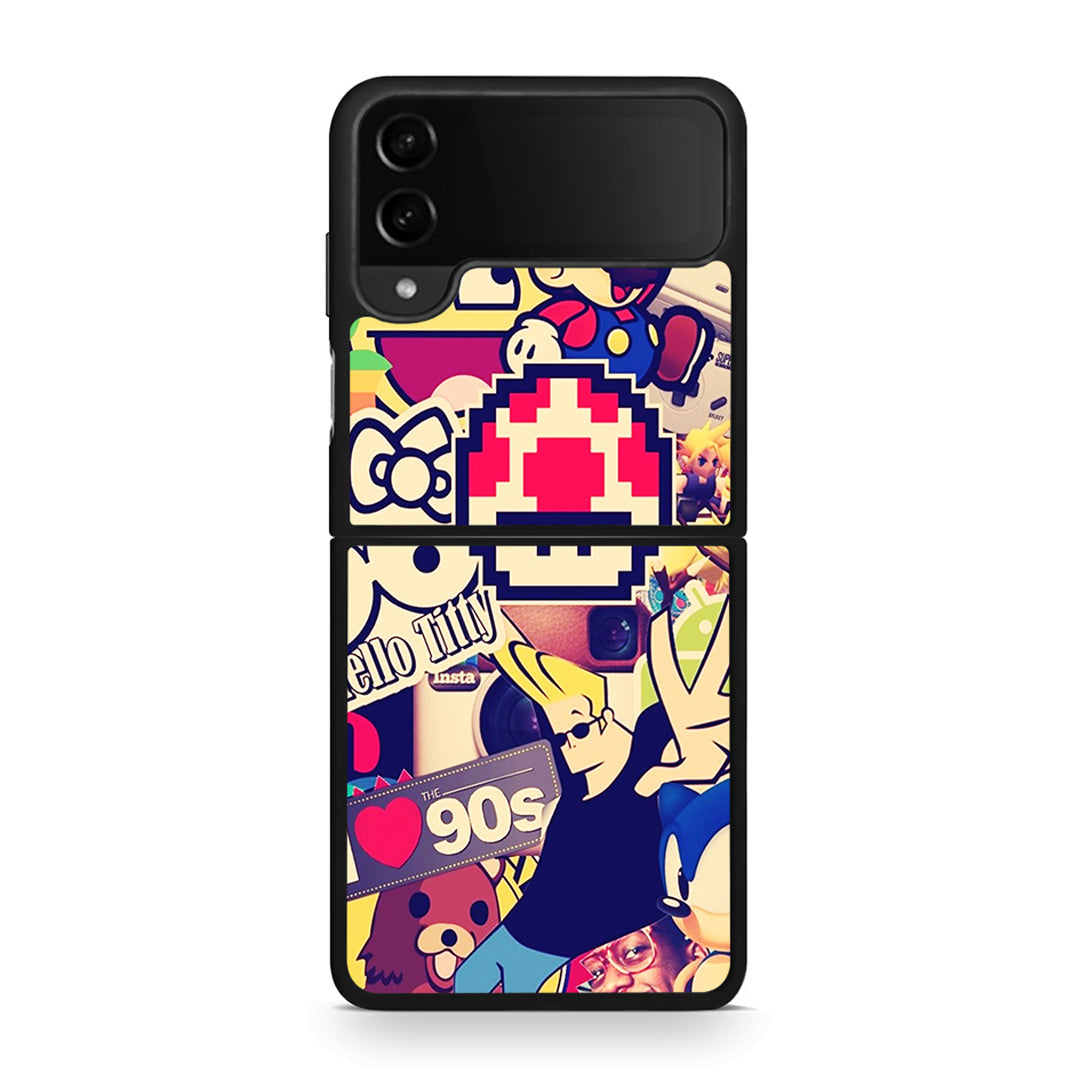 Samsung Galaxy Z Flip4 Love The 90s θήκη από τη Smartfits με σχέδιο στο πίσω μέρος και μαύρο περίβλημα | Smartphone case with colorful back and black bezels by Smartfits