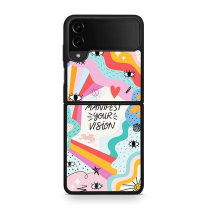 Samsung Galaxy Z Flip4 Manifest Your Vision θήκη από τη Smartfits με σχέδιο στο πίσω μέρος και μαύρο περίβλημα | Smartphone case with colorful back and black bezels by Smartfits