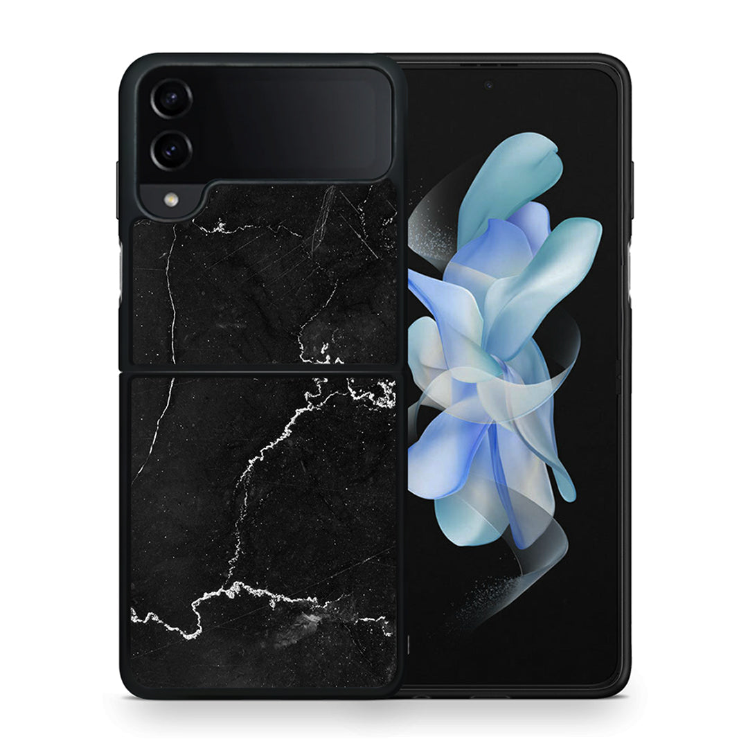 Θήκη Samsung Galaxy Z Flip4 Marble Black από τη Smartfits με σχέδιο στο πίσω μέρος και μαύρο περίβλημα | Samsung Galaxy Z Flip4 Marble Black case with colorful back and black bezels