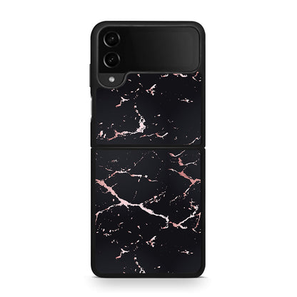4 - Samsung Galaxy Z Flip4 Black Rosegold Marble case, cover, bumper