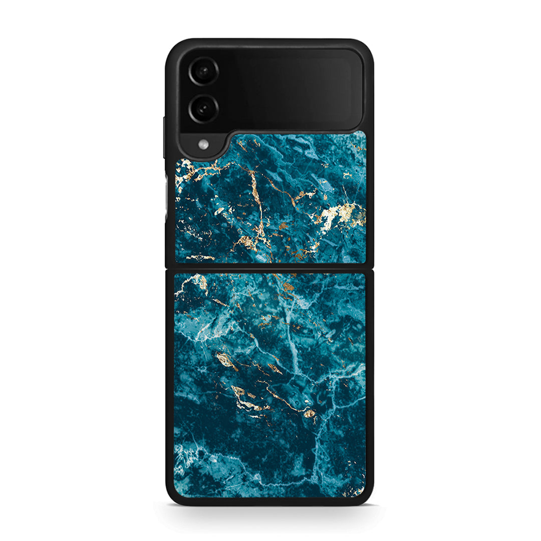 Samsung Galaxy Z Flip4 Marble Blue θήκη από τη Smartfits με σχέδιο στο πίσω μέρος και μαύρο περίβλημα | Smartphone case with colorful back and black bezels by Smartfits