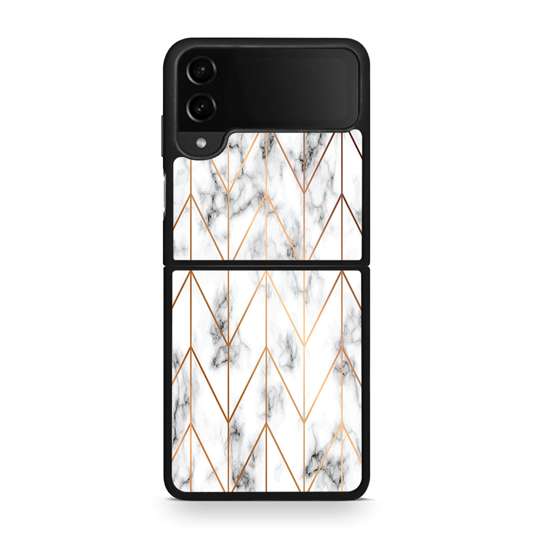 44 - Samsung Galaxy Z Flip4 Gold Geometric Marble case, cover, bumper