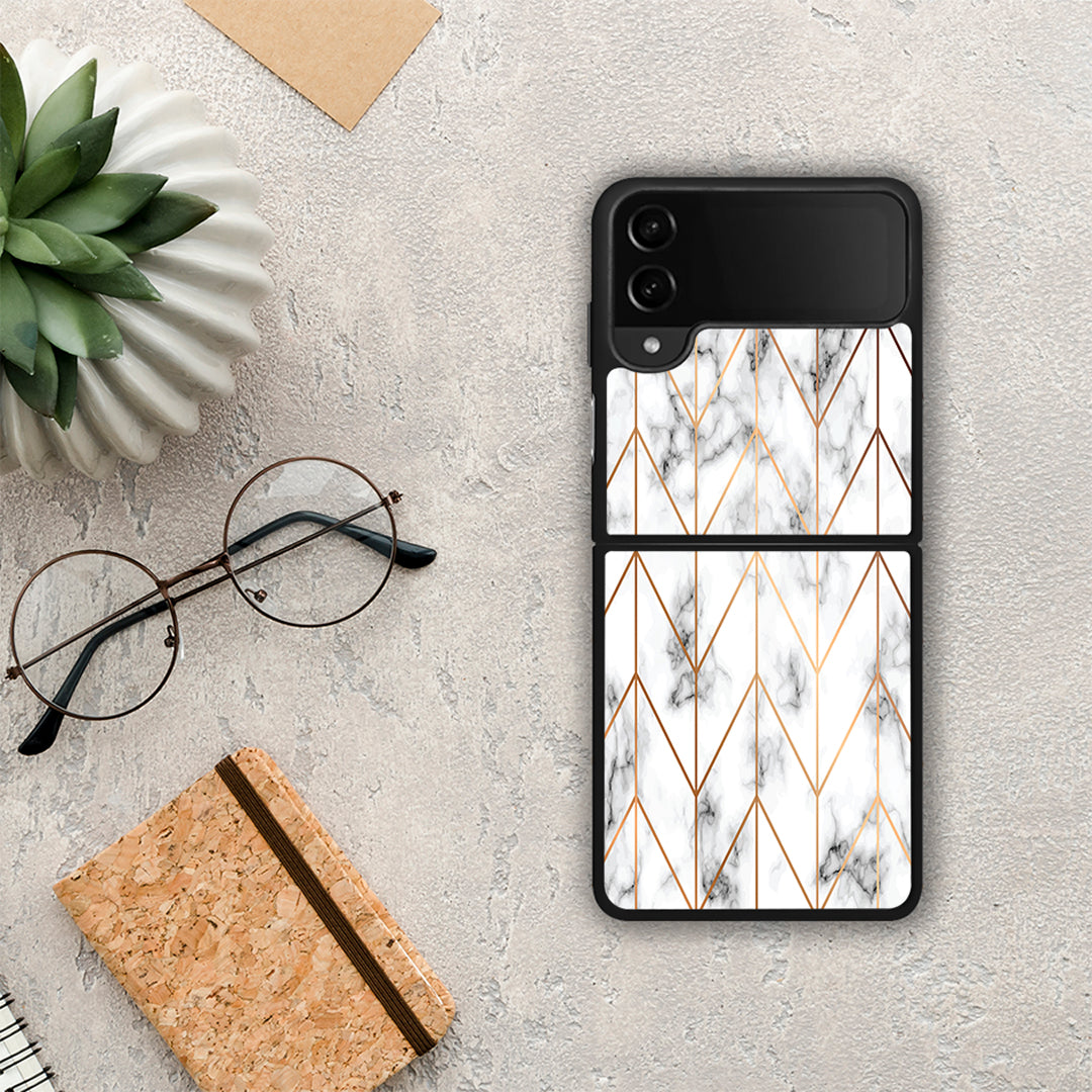 Marble Gold Geometric - Samsung Galaxy Z Flip4 θήκη
