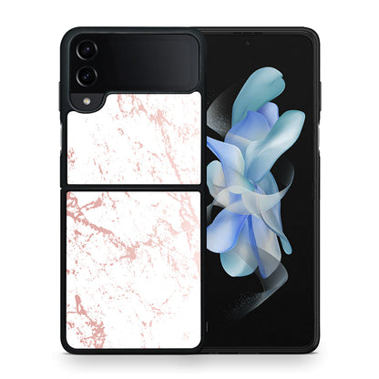 Θήκη Samsung Galaxy Z Flip4 Pink Splash Marble από τη Smartfits με σχέδιο στο πίσω μέρος και μαύρο περίβλημα | Samsung Galaxy Z Flip4 Pink Splash Marble case with colorful back and black bezels